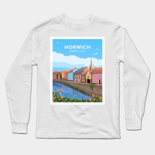 Norwich Quayside Houses, Norfolk England Long Sleeve T-Shirt